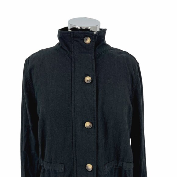 Market & Spruce Linen-Blend Utility Jacket Lightweight Black Size Small NWT - Picture 3 of 12